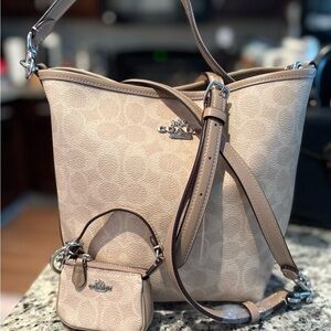Coach City Leather Bucket Bag w/ Mini Bag